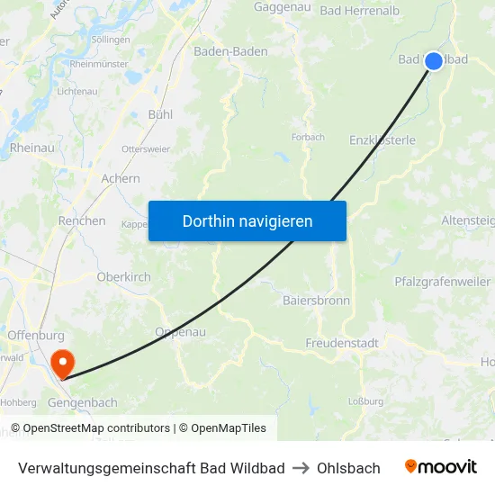 Verwaltungsgemeinschaft Bad Wildbad to Ohlsbach map