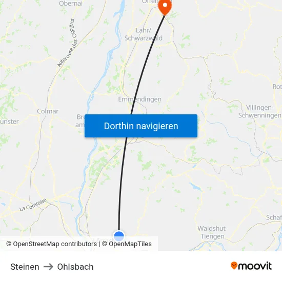 Steinen to Ohlsbach map