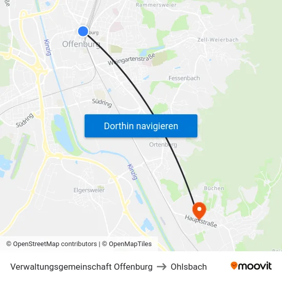 Verwaltungsgemeinschaft Offenburg to Ohlsbach map