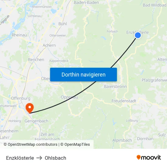 Enzklösterle to Ohlsbach map