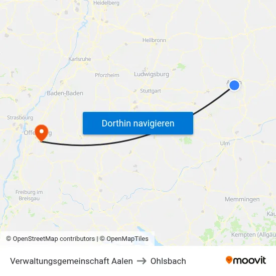 Verwaltungsgemeinschaft Aalen to Ohlsbach map