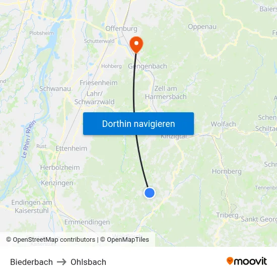 Biederbach to Ohlsbach map