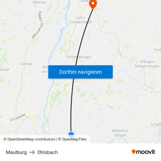 Maulburg to Ohlsbach map