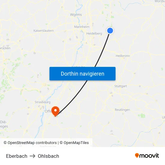 Eberbach to Ohlsbach map