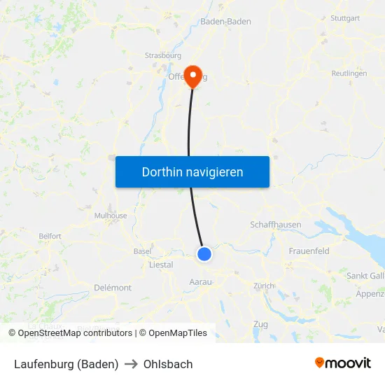 Laufenburg (Baden) to Ohlsbach map