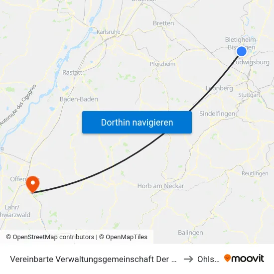 Vereinbarte Verwaltungsgemeinschaft Der Stadt Bietigheim-Bissingen to Ohlsbach map