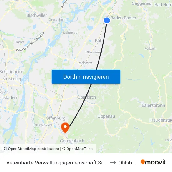 Vereinbarte Verwaltungsgemeinschaft Sinzheim to Ohlsbach map
