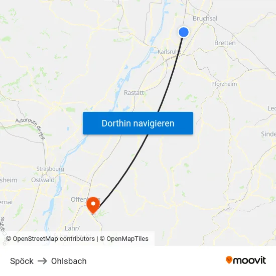 Spöck to Ohlsbach map