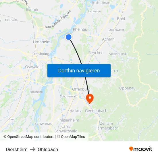 Diersheim to Ohlsbach map