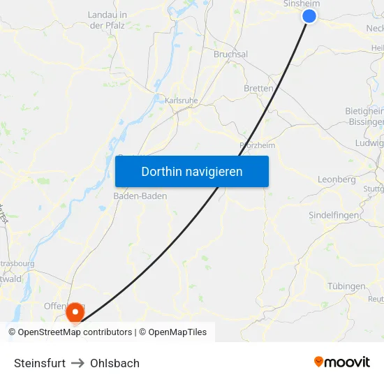 Steinsfurt to Ohlsbach map