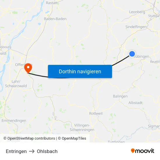 Entringen to Ohlsbach map