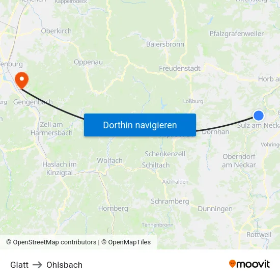 Glatt to Ohlsbach map