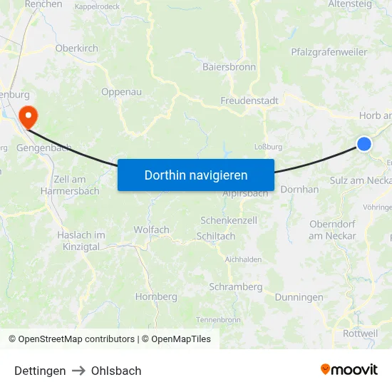 Dettingen to Ohlsbach map