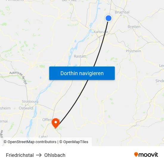 Friedrichstal to Ohlsbach map