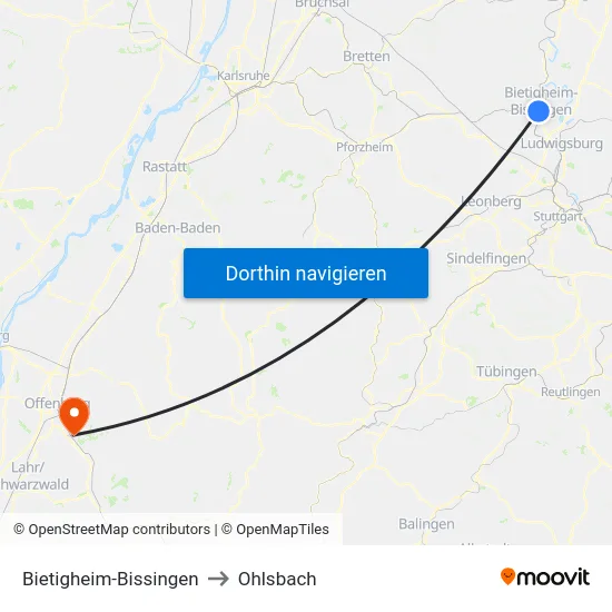 Bietigheim-Bissingen to Ohlsbach map