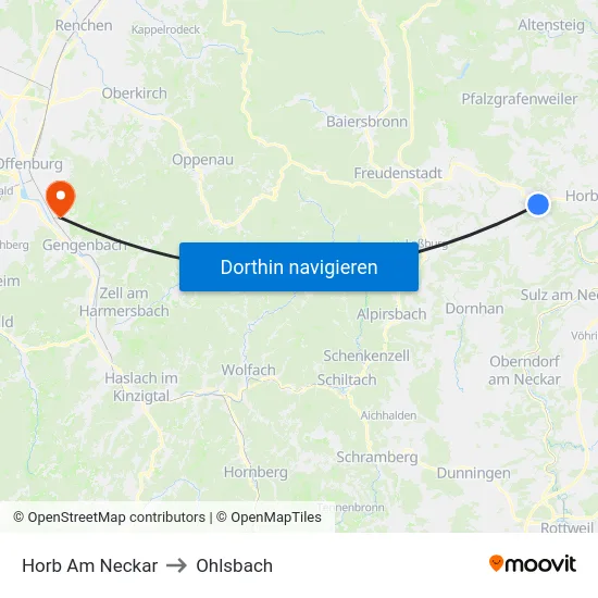Horb Am Neckar to Ohlsbach map