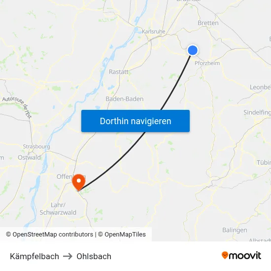 Kämpfelbach to Ohlsbach map