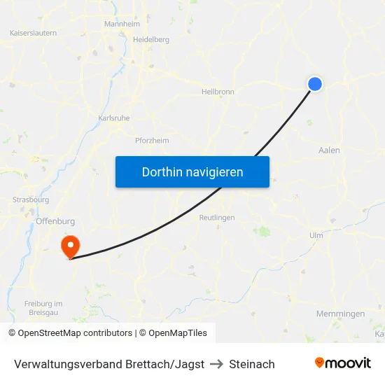 Verwaltungsverband Brettach/Jagst to Steinach map