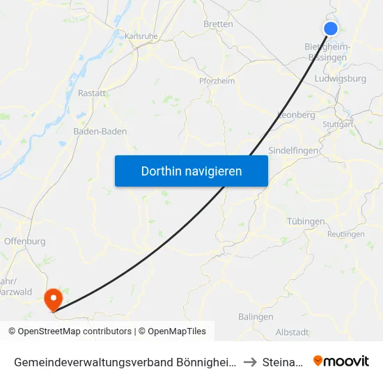 Gemeindeverwaltungsverband Bönnigheim to Steinach map