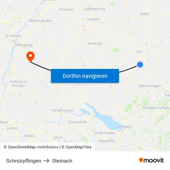 Schnürpflingen to Steinach map