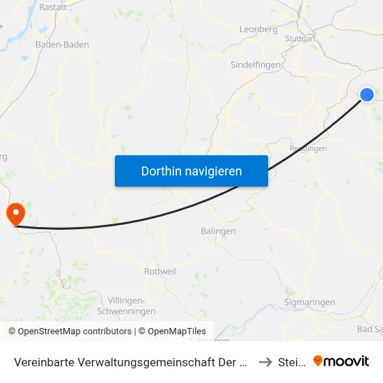 Vereinbarte Verwaltungsgemeinschaft Der Stadt Kirchheim Unter Teck to Steinach map
