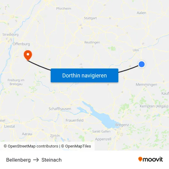 Bellenberg to Steinach map