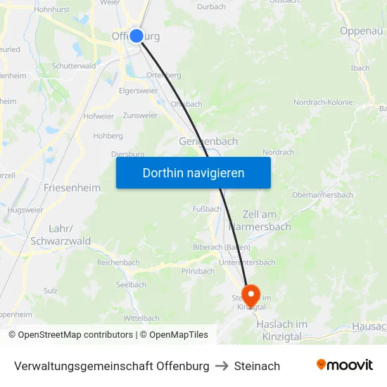 Verwaltungsgemeinschaft Offenburg to Steinach map