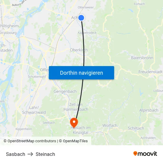 Sasbach to Steinach map