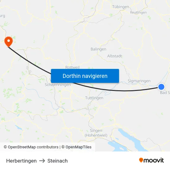 Herbertingen to Steinach map