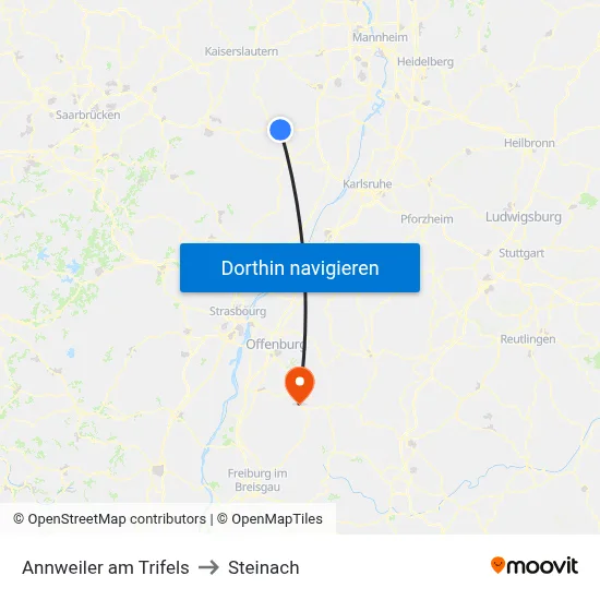Annweiler am Trifels to Steinach map