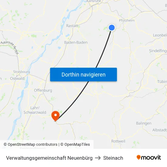 Verwaltungsgemeinschaft Neuenbürg to Steinach map