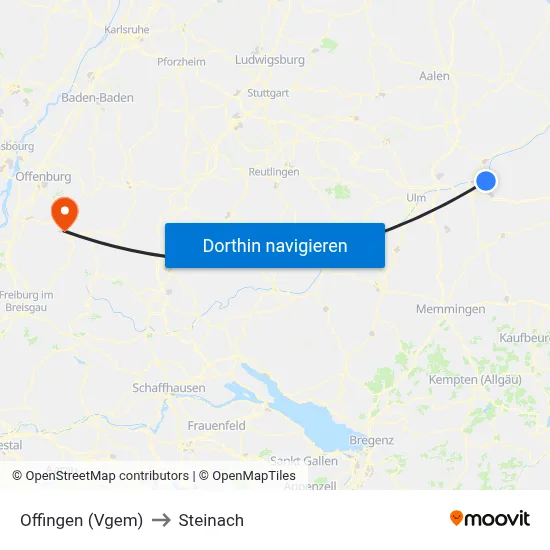 Offingen (Vgem) to Steinach map