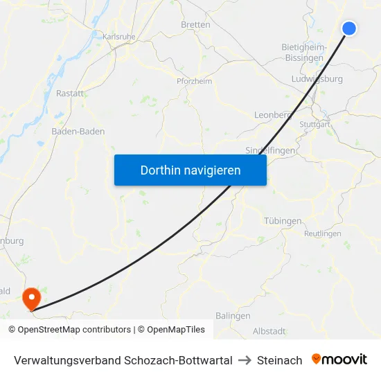 Verwaltungsverband Schozach-Bottwartal to Steinach map