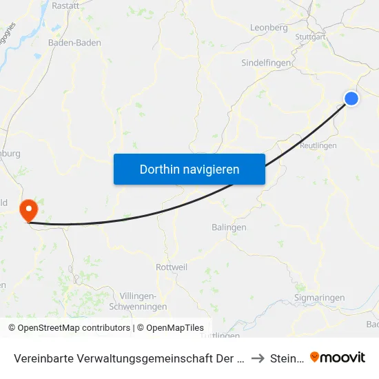Vereinbarte Verwaltungsgemeinschaft Der Stadt Nürtingen to Steinach map