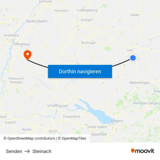 Senden to Steinach map