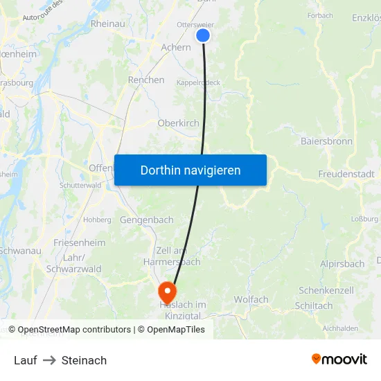 Lauf to Steinach map