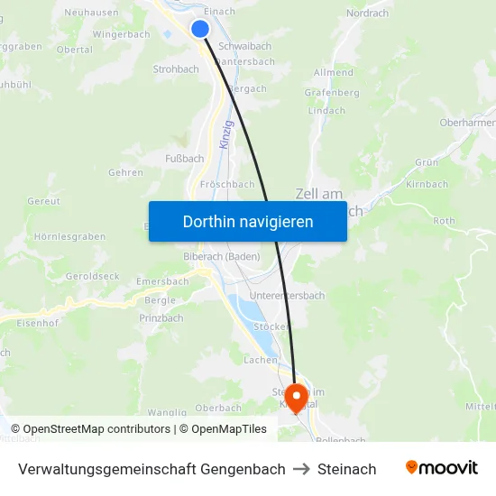 Verwaltungsgemeinschaft Gengenbach to Steinach map