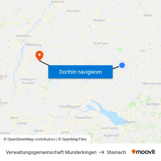 Verwaltungsgemeinschaft Munderkingen to Steinach map