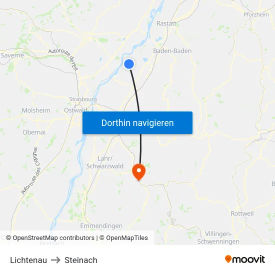 Lichtenau to Steinach map