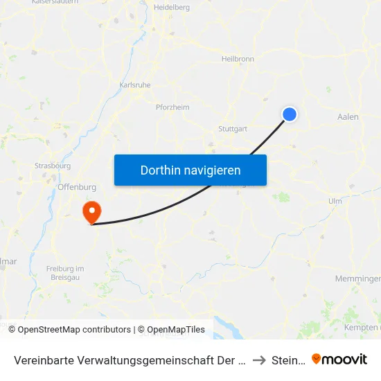 Vereinbarte Verwaltungsgemeinschaft Der Stadt Welzheim to Steinach map