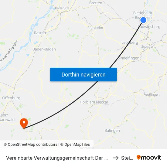 Vereinbarte Verwaltungsgemeinschaft Der Stadt Bietigheim-Bissingen to Steinach map