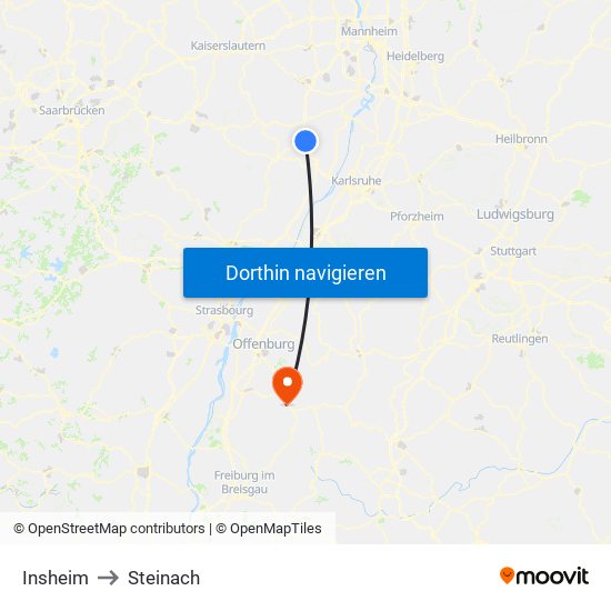 Insheim to Steinach map