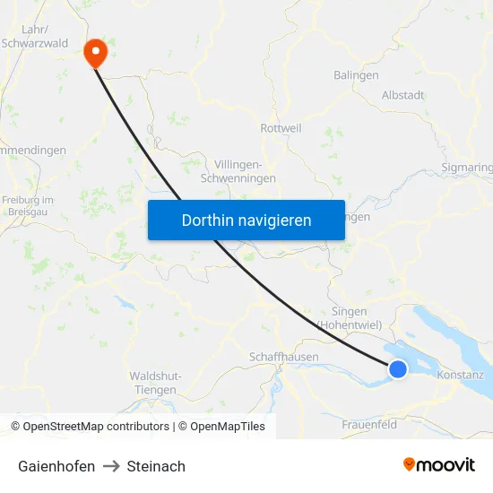 Gaienhofen to Steinach map