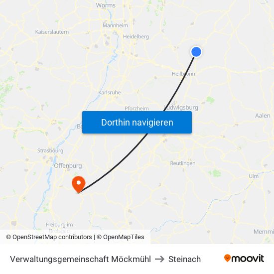 Verwaltungsgemeinschaft Möckmühl to Steinach map