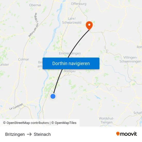 Britzingen to Steinach map