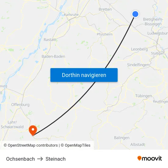Ochsenbach to Steinach map