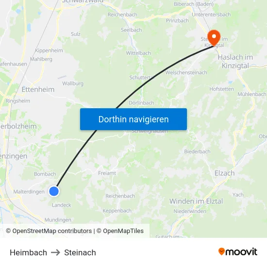 Heimbach to Steinach map