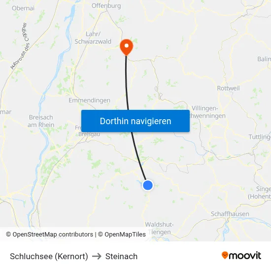 Schluchsee (Kernort) to Steinach map