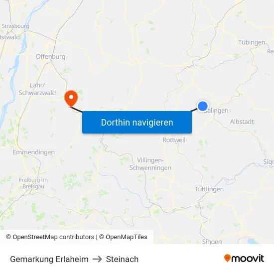 Gemarkung Erlaheim to Steinach map