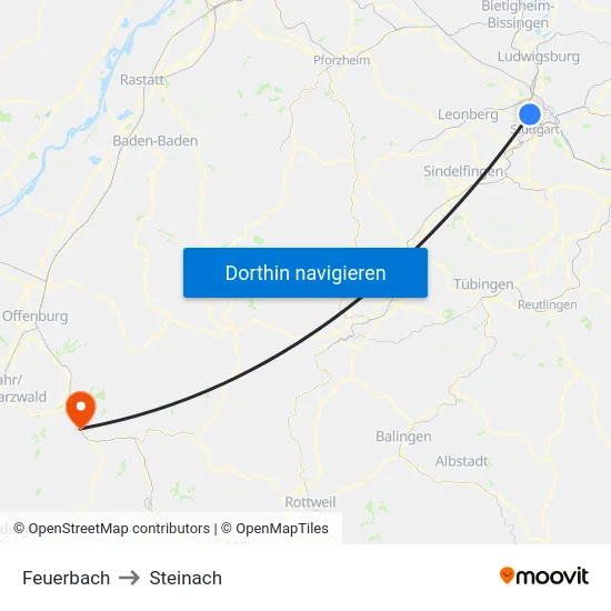 Feuerbach to Steinach map